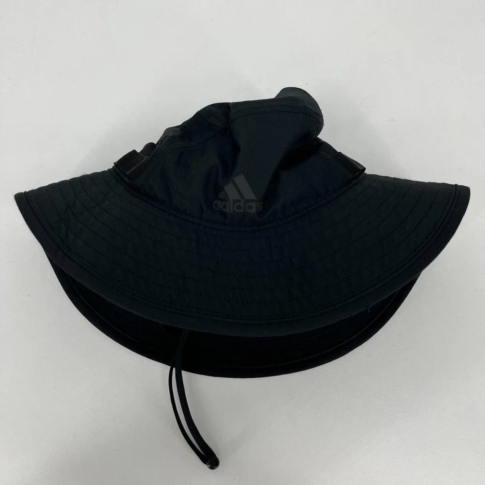 Adidas Sun Hat Men's One Size Black Aeroready Drawstring Logo Cap Bucket